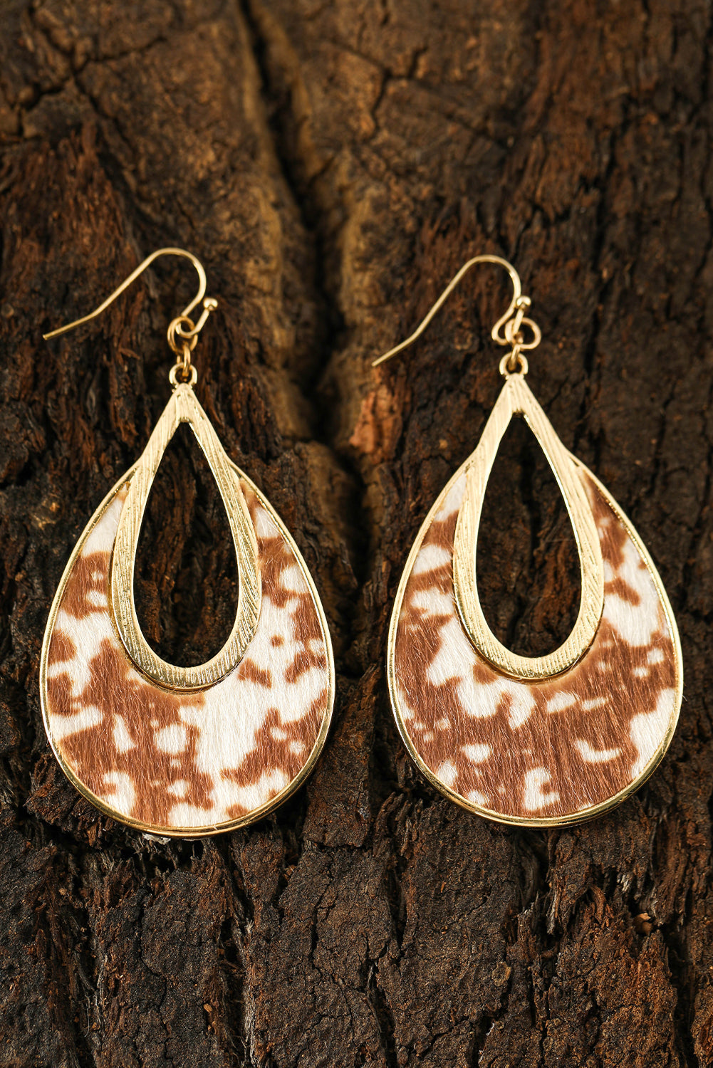 Pendientes de gancho con forma de gota de agua y diseño de leopardo