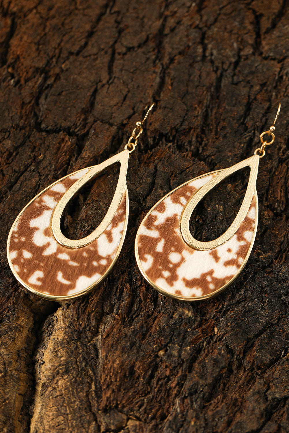 Pendientes de gancho con forma de gota de agua y diseño de leopardo