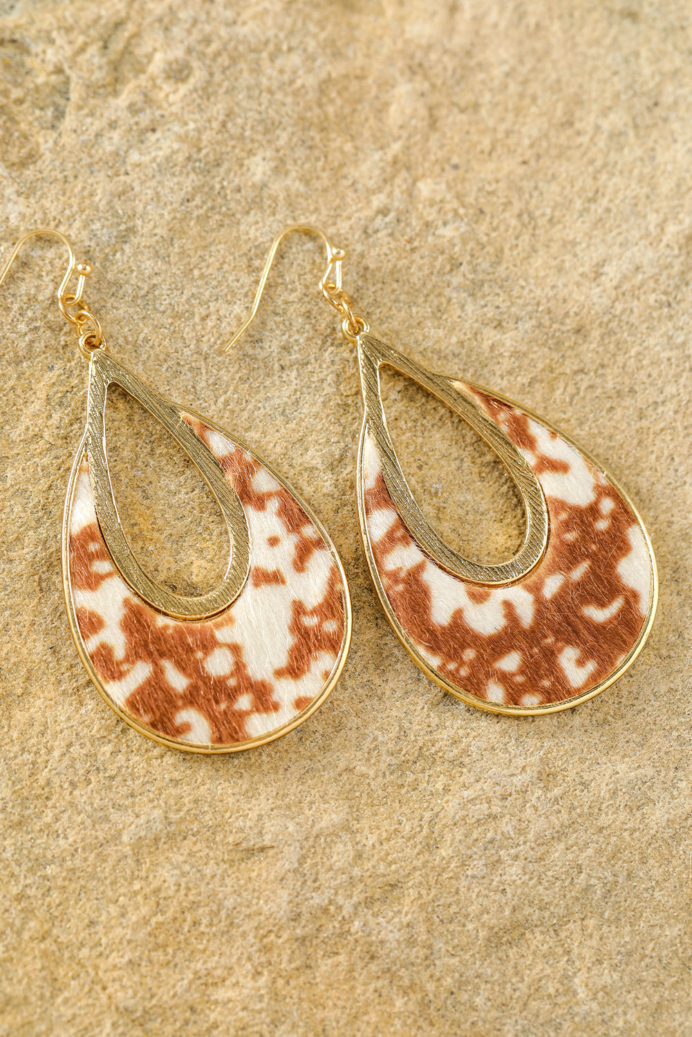 Pendientes de gancho con forma de gota de agua y diseño de leopardo