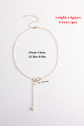 Collar con cadena de perlas y lazo chapado