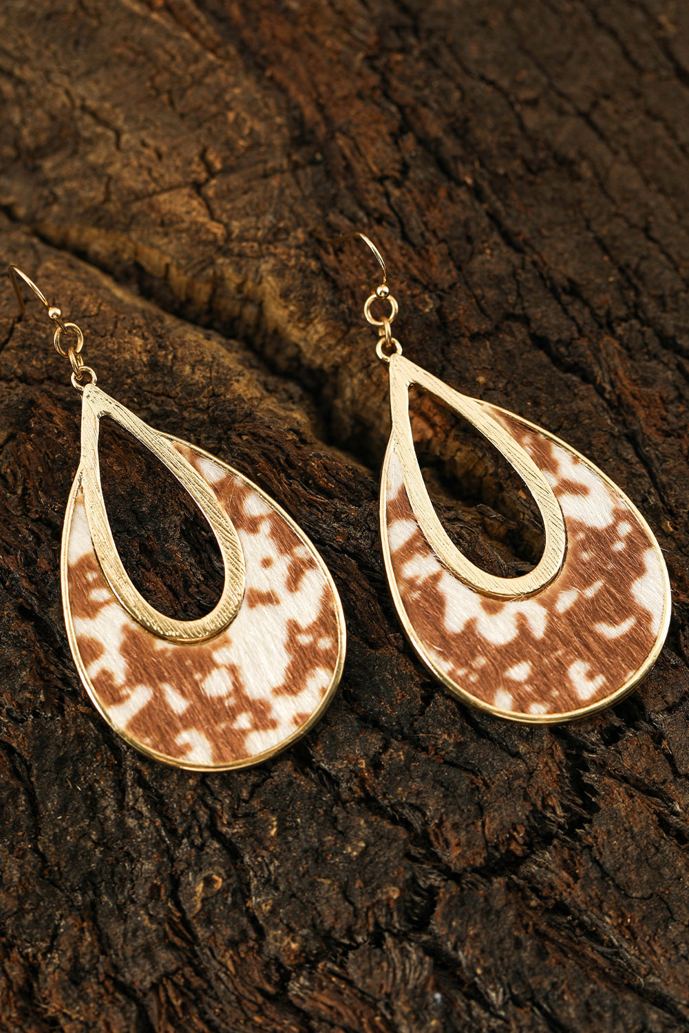 Pendientes de gancho con forma de gota de agua y diseño de leopardo