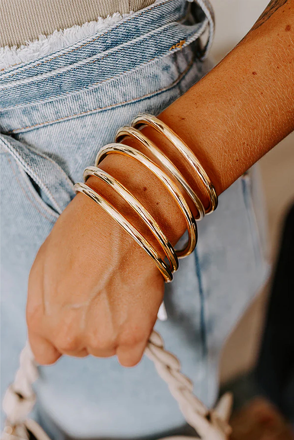 Pulsera tipo brazalete de aleación con baño de varias capas