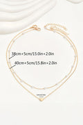 Collar de dos vueltas con detalles de corazón y perlas chapados (2 piezas)
