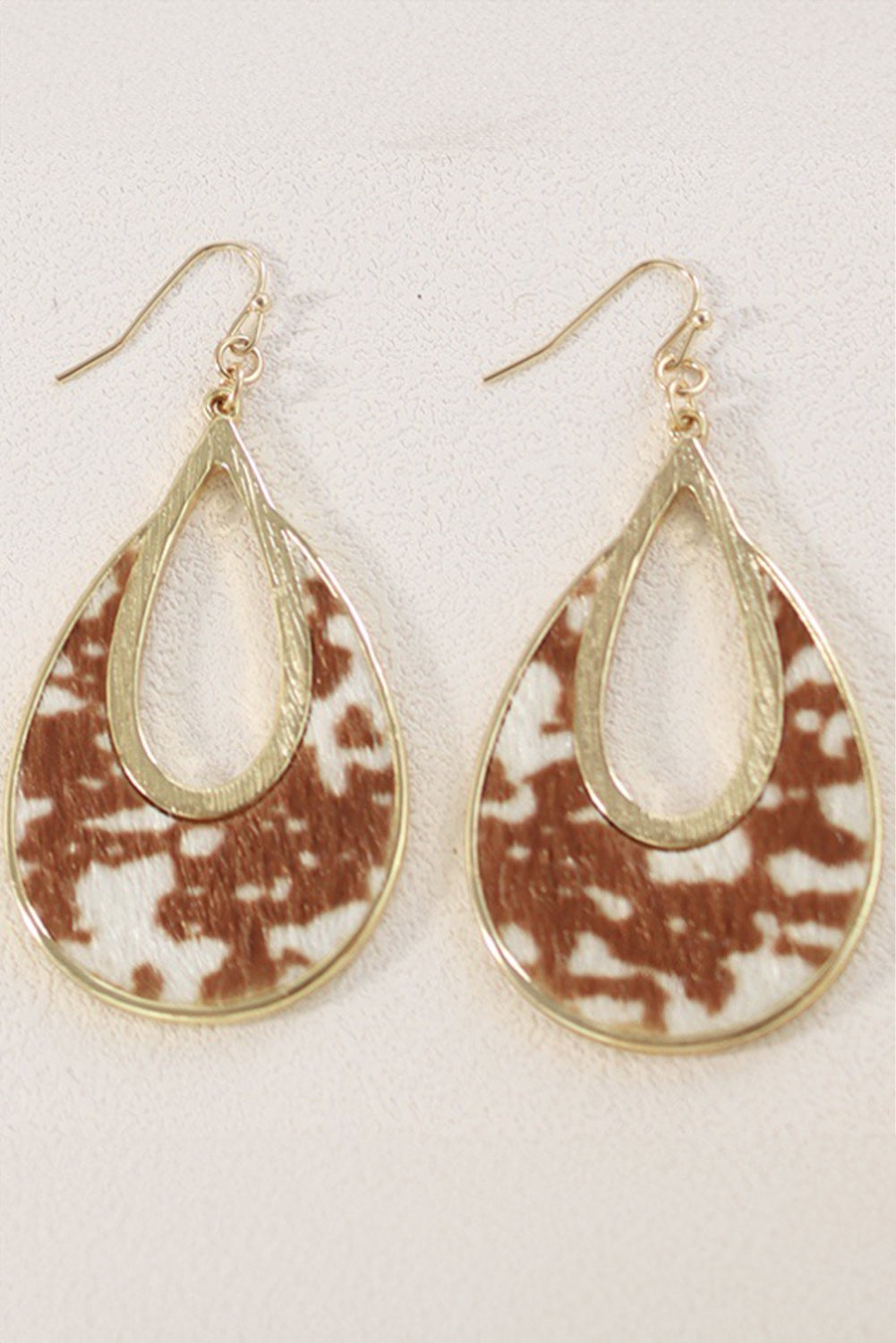 Pendientes de gancho con forma de gota de agua y diseño de leopardo