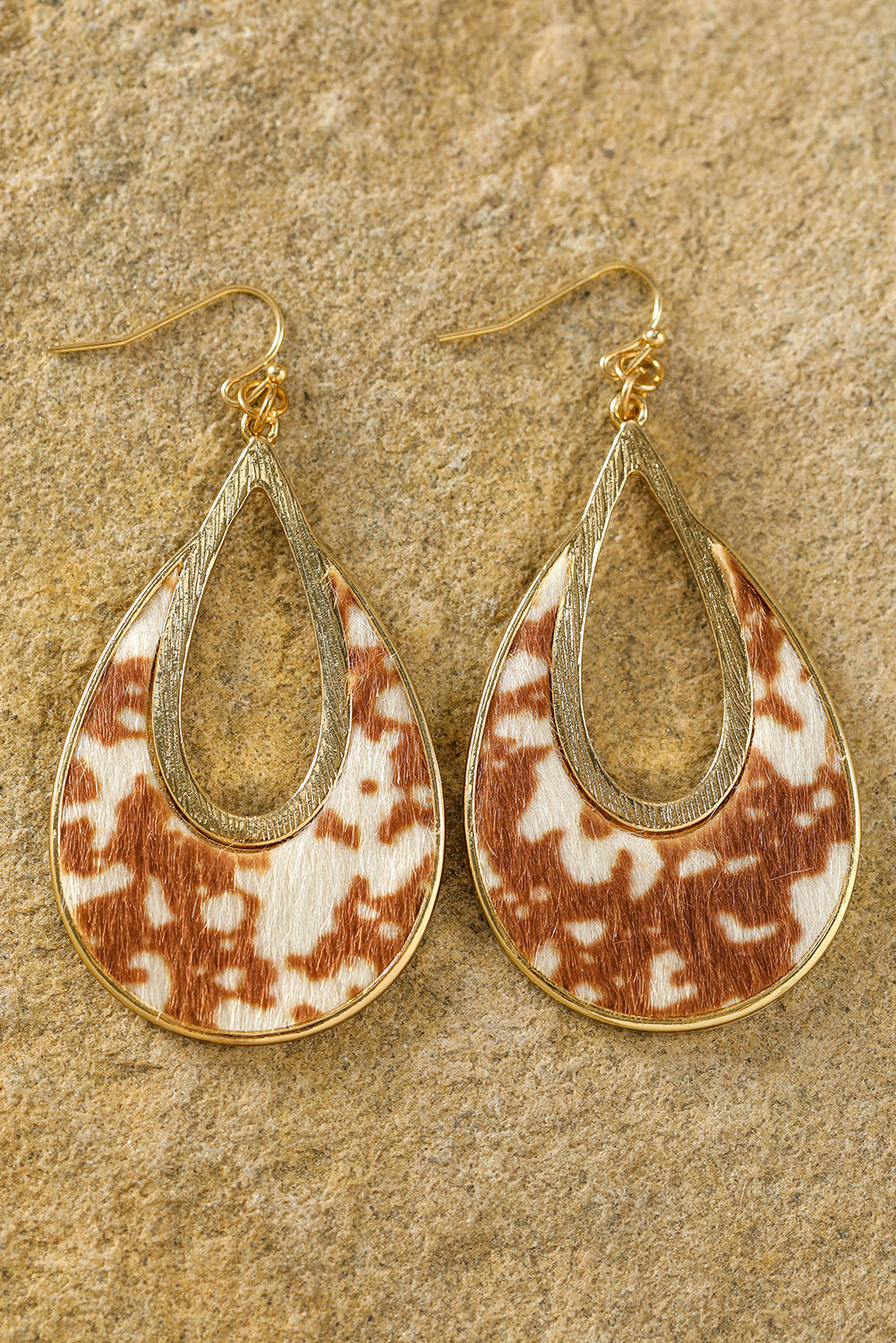 Pendientes de gancho con forma de gota de agua y diseño de leopardo