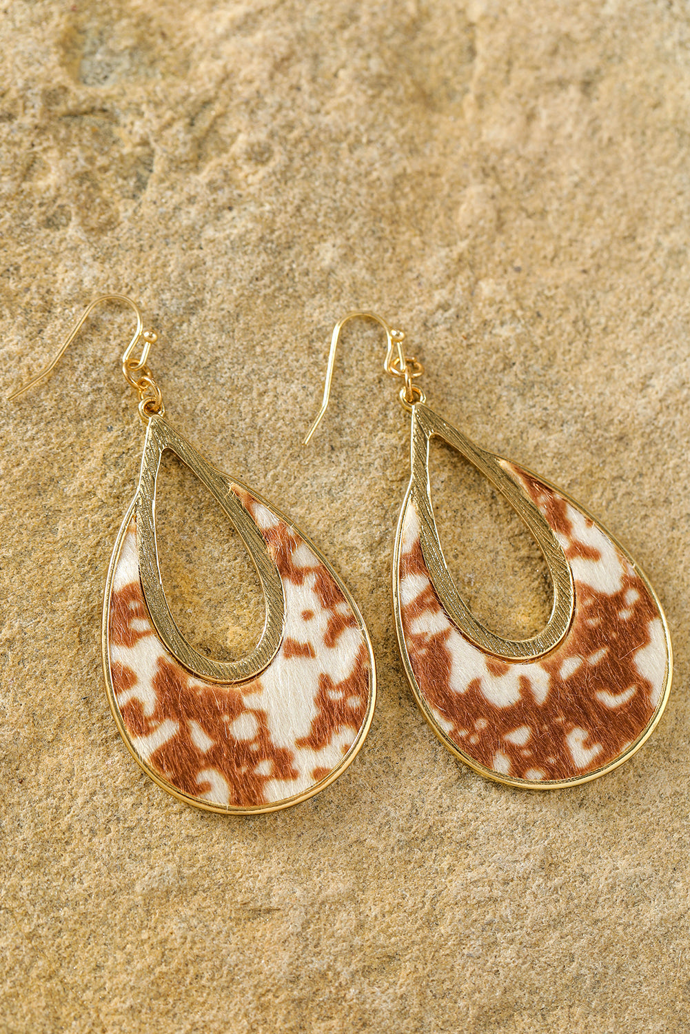 Pendientes de gancho con forma de gota de agua y diseño de leopardo